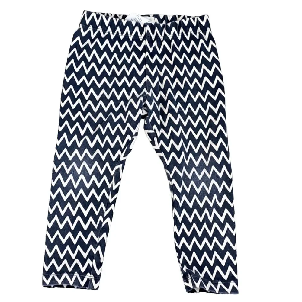 Crewcuts Blue And Cream Abstract Leggings Girl's Size 2